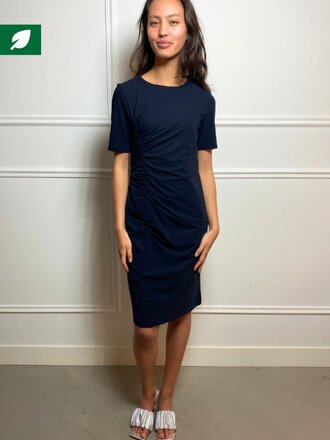 La Salle La Salle Side Gather Dress navy La Salle La Salle Side Gather Dress navy