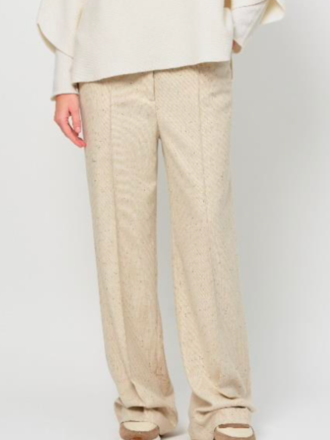 La Salle La Salle Wide Leg Trousers natural melange La Salle La Salle Wide Leg Trousers natural melange