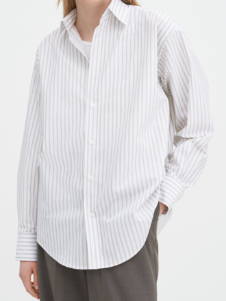 Filippa K Filippa K Classic Poplin Shirt Stripe faded moss Filippa K Filippa K Classic Poplin Shirt Stripe faded moss