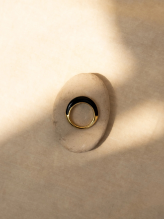 ADORN ADORN Disc Ring gold high polish black horn