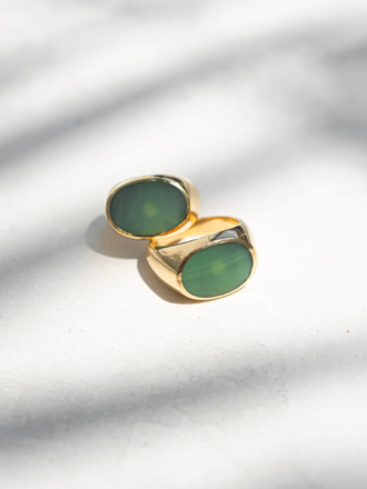 ADORN ADORN Signet Ring gold high polish green jade ADORN ADORN Signet Ring gold high polish green jade