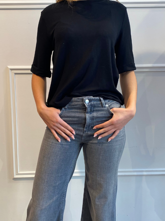 Majestic Filatures Majestic Filatures T-shirt Round Neck Elbow Sleeve black