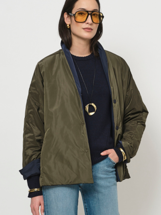 La Salle La Salle Oversized Reversible Jacket green navy La Salle La Salle Oversized Reversible Jacket green navy