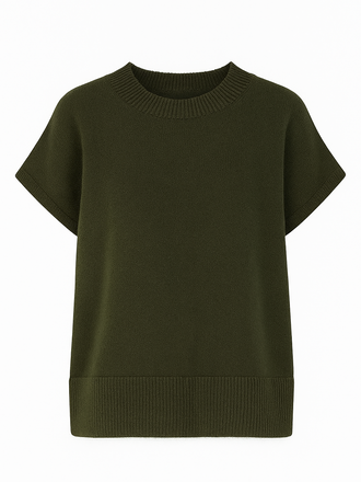 La Salle La Salle Short Sleeve Sweater moss La Salle La Salle Short Sleeve Sweater moss