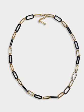 Goud met zwart rechthoeken ketting lang Goud met zwart rechthoeken ketting lang