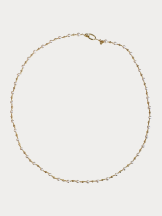 Parel ketting lang met gouden kralen Parel ketting lang met gouden kralen