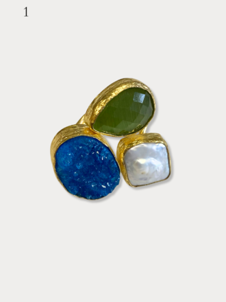 Multi Color 3 steens ring groot Multi Color 3 steens ring groot