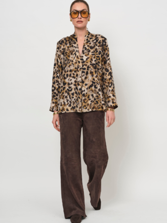 La Salle La Salle Wide Leg Suede Pants choco La Salle La Salle Wide Leg Suede Pants choco
