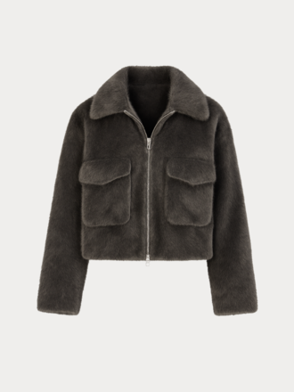 Pride To Be Pride To Be Vana Mink Fake Fur Jacket dark grey Pride To Be Pride To Be Vana Mink Fake Fur Jacket dark grey