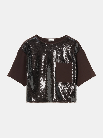 Zenggi Amsterdam Zenggi Amsterdam Jap Crepe Sequin Top dark brown Zenggi Amsterdam Zenggi Amsterdam Jap Crepe Sequin Top dark brown