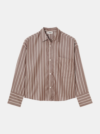 Zenggi Amsterdam Zenggi Amsterdam Tencel Stripe Boxy Shirt dark brown Zenggi Amsterdam Zenggi Amsterdam Tencel Stripe Boxy Shirt dark brown