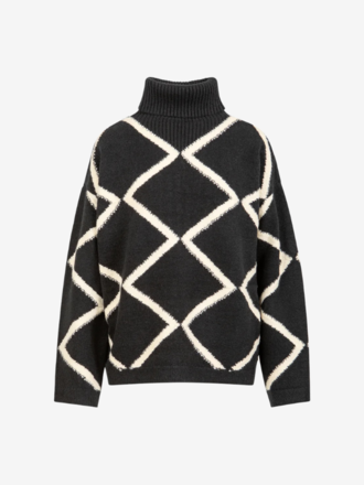 Coster Copenhagen Coster Copenhagen High neck knit sweater Black/creme stitch Coster Copenhagen Coster Copenhagen High neck knit sweater Black/creme stitch