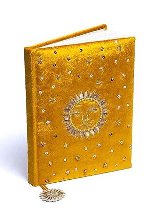 Rivs Notitieboek Fluweel geel met zon Rivs Notitieboek Fluweel geel met zon