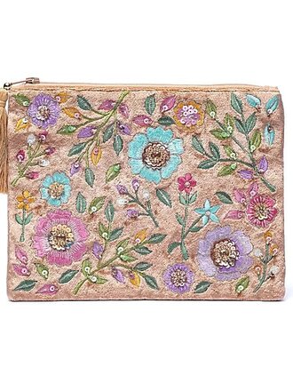 Rivs Etui Fluweel beige met bloemen Rivs Etui Fluweel beige met bloemen