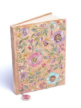 Rivs Notitieboek Fluweel beige met bloemen Rivs Notitieboek Fluweel beige met bloemen