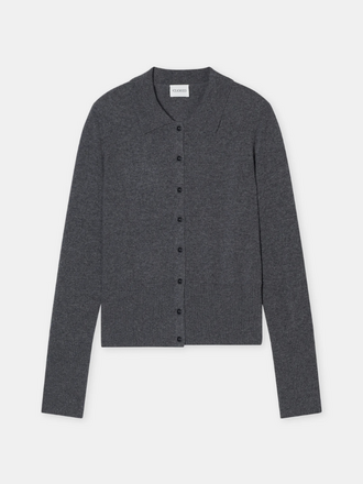 Closed Closed Cardigan with collar dark grey melange Closed Closed Cardigan with collar dark grey melange