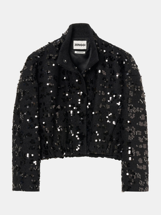 Zenggi Amsterdam Zenggi Amsterdam Sequin Wool Cropped Jacket Black