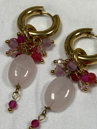 Oorbel Roze Quarts