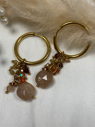 Oorbel Peach Moonstone