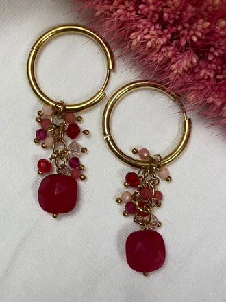 Oorbellen Red Stone