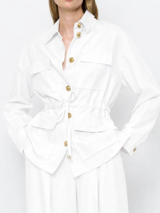 La Salle La Salle Waist Tie Jacket panna