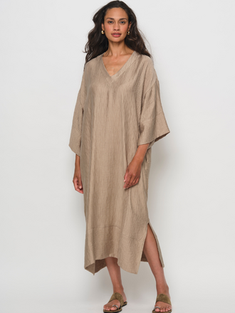 La Salle La Salle V-neck Flowy Dress sand