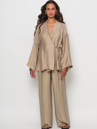 La Salle La Salle Wide Trousers sand