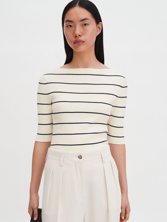 Filippa K Filippa K Boatneck Rib Top white navy
