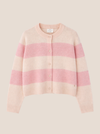 Des Petits Hauts Des Petits Hauts Domette Gebreid Vestje Streep rose