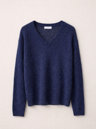 Majestic Filatures Majestic Filatures Trui V-hals marine