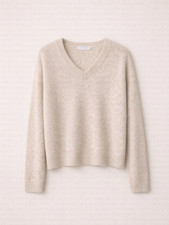 Majestic Filatures Majestic Filatures Trui V-hals ecru chine