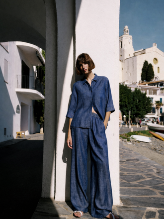 0039 Italy 0039 Italy Tamina Linnen Broek blauw