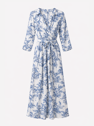 0039 Italy 0039 Italy Julene Lange Jurk blauw jungle print