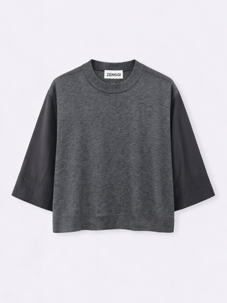 Zenggi Amsterdam Zenggi Amsterdam Silk Nylon Knit Mix Top slate