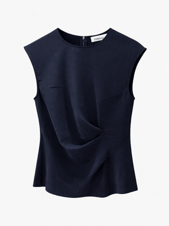 Zenggi Amsterdam Zenggi Amsterdam Japanse Crepe Draped Top midnight blue