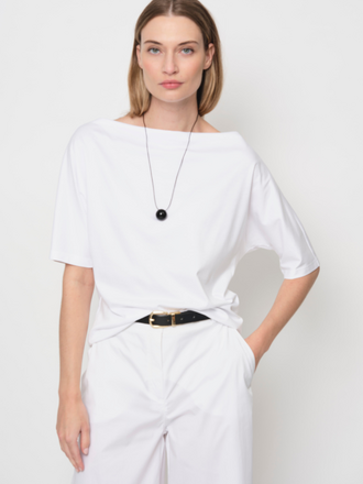 La Salle La Salle Raised Boat Neck Top white