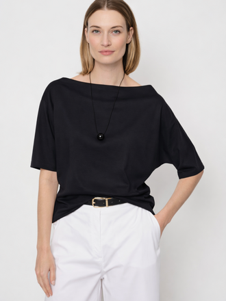 La Salle La Salle Raised Boat Neck Top black