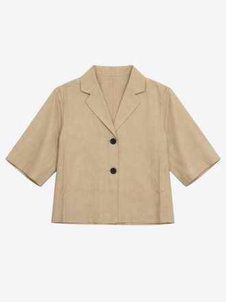 Zenggi Amsterdam Zenggi Amsterdam Light Linen Mix Cropped Shirt desert