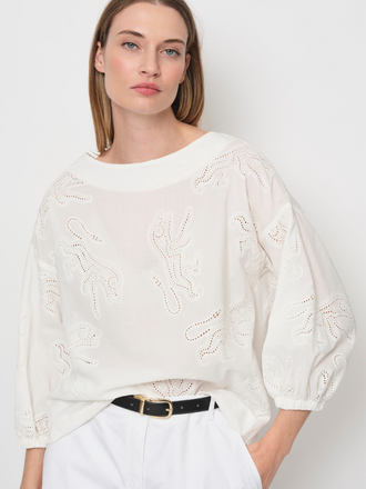La Salle La Salle Boat Neck Blouse white