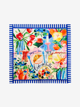 Shawl Zijde Zaya Summer blue