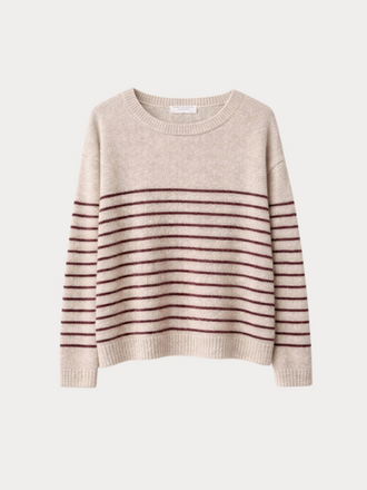 Majestic Filatures Majestic Filatures Trui Bateau grenat beige