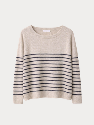 Majestic Filatures Majestic Filatures Trui Bateau marine ecru