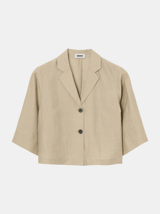 Zenggi Amsterdam Zenggi Amsterdam Light Linen Mix Cropped Shirt desert