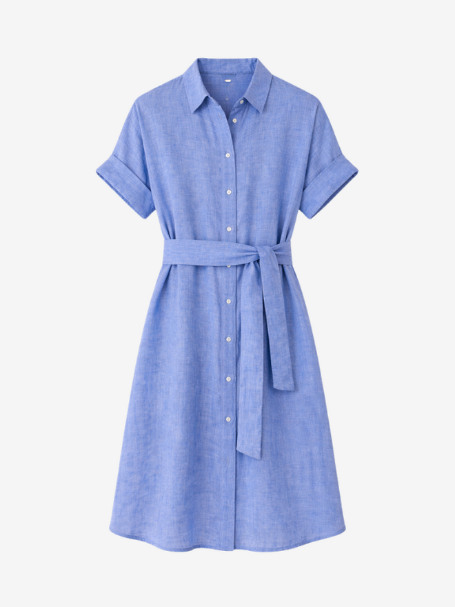 chinese dress ladies 0039 Italy Ruffle Tie Neck Tiered Linen Dress Azure Blue  SisterOnlinestore
