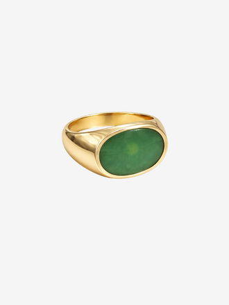 ADORN ADORN Signet Ring gold high polish green jade