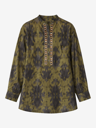 Bazar Deluxe Bazar Deluxe Cotton Printed Shirt olive/black