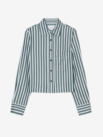 Closed Closed Cropped Classic Shirt royal green stripe