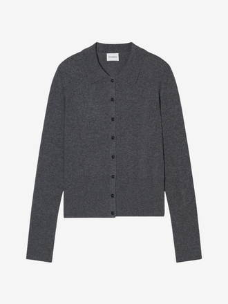 Closed Closed Cardigan with collar dark grey melange
