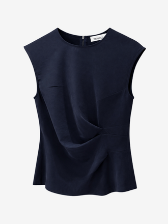 Zenggi Amsterdam Zenggi Amsterdam Japanse Crepe Draped Top midnight blue
