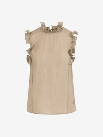Coster Copenhagen Coster Copenhagen Top with ruffles Grey sand